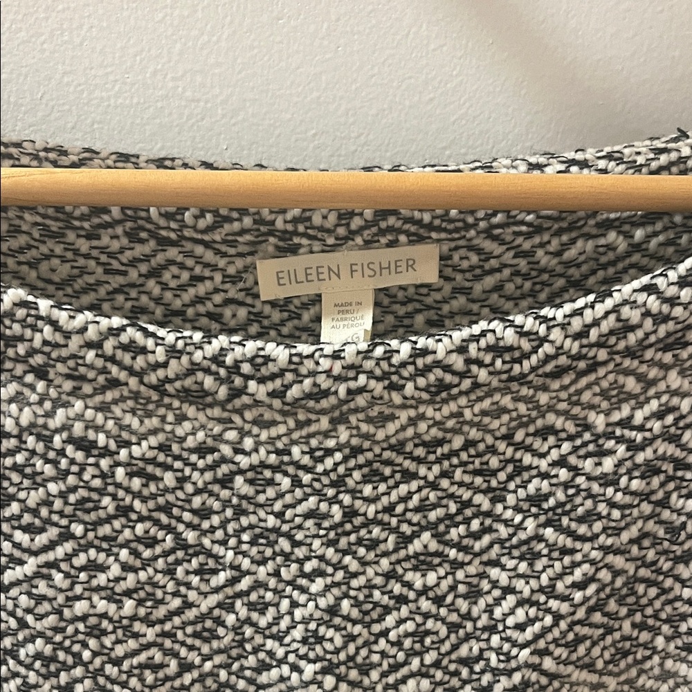 Eileen Fisher Black and White Scooped Neck Women's Sweater
